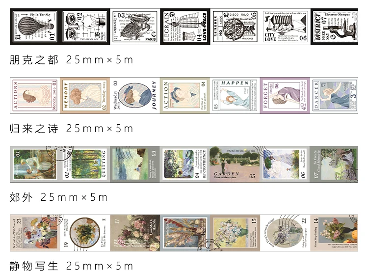 Винтажный штамп серии декоративная клейкая лента маскирующая васи лента DIY Скрапбукинг наклейка этикетка японские канцелярские принадлежности
