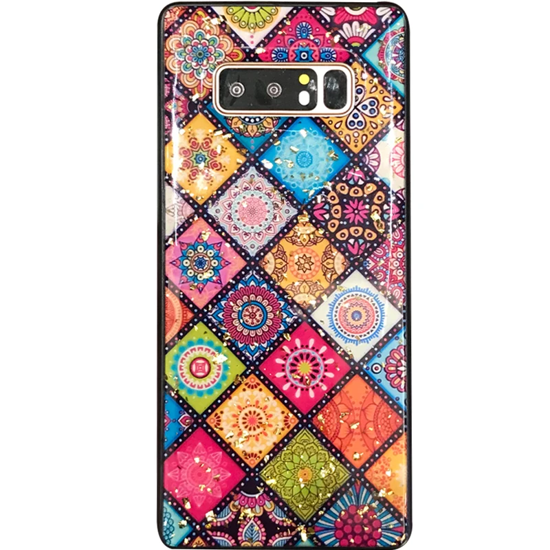 

case for samsung galaxy note 9 8 s8 s9 plus case cover fashion glitter gold foil leopard glossy tpu+pc phone bag capa