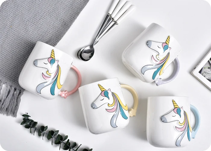 Transhome Creative Unicorn Mug Travel Coffee Mugs And Cups For Tea Ceramic Cup For Lovers Funny Mug Outdoor Travel Drinkware    (14)