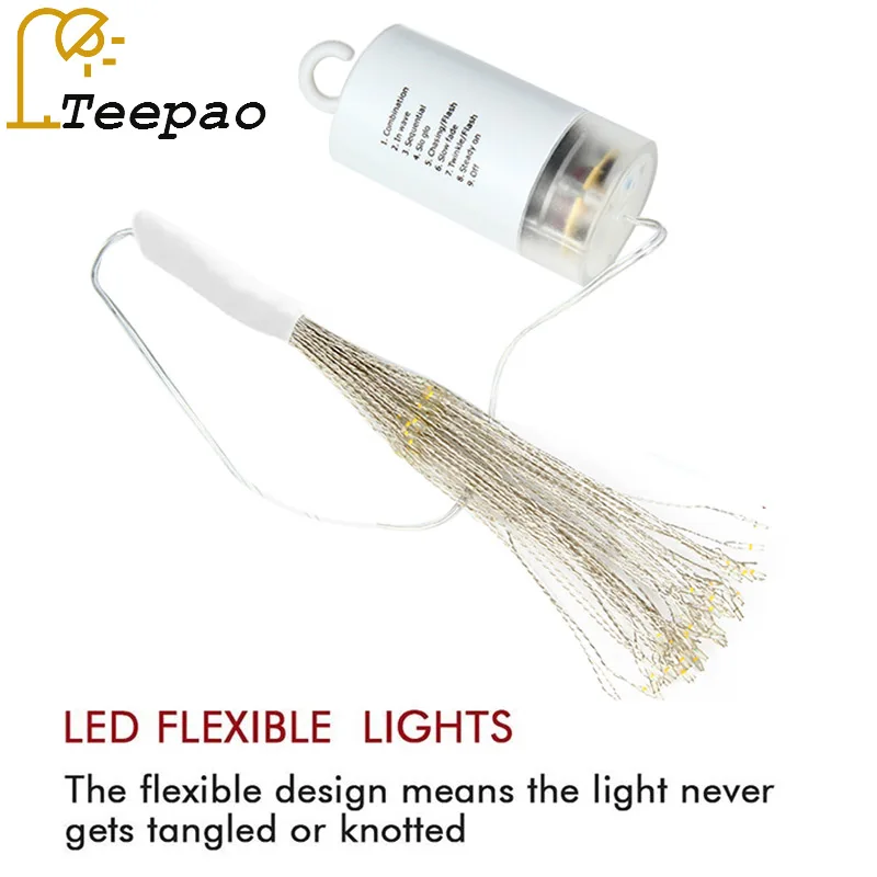 

LED Explosion Star String Lights Battery Powered Waterproof Chandeliers Firework Light Remote Control Decoration String Lights