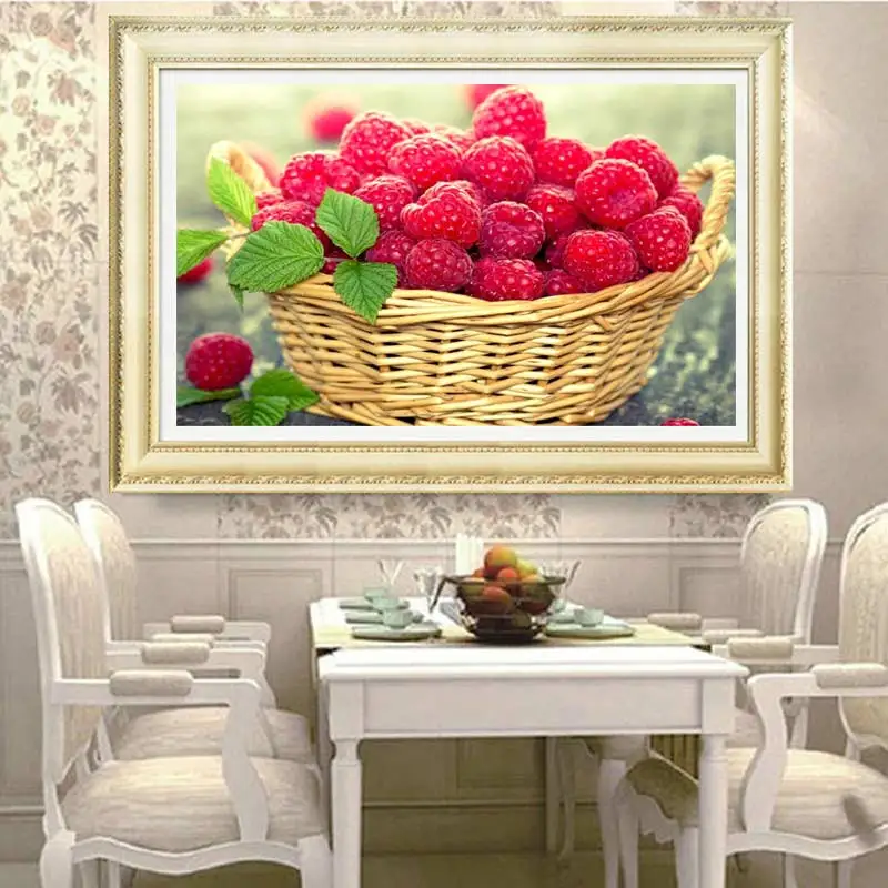 40 * 30 см Алмаз Живопись Вышивки Крестом Фрукты Малина Мозаика Вставить 3D Кристалл Вышивка DIY