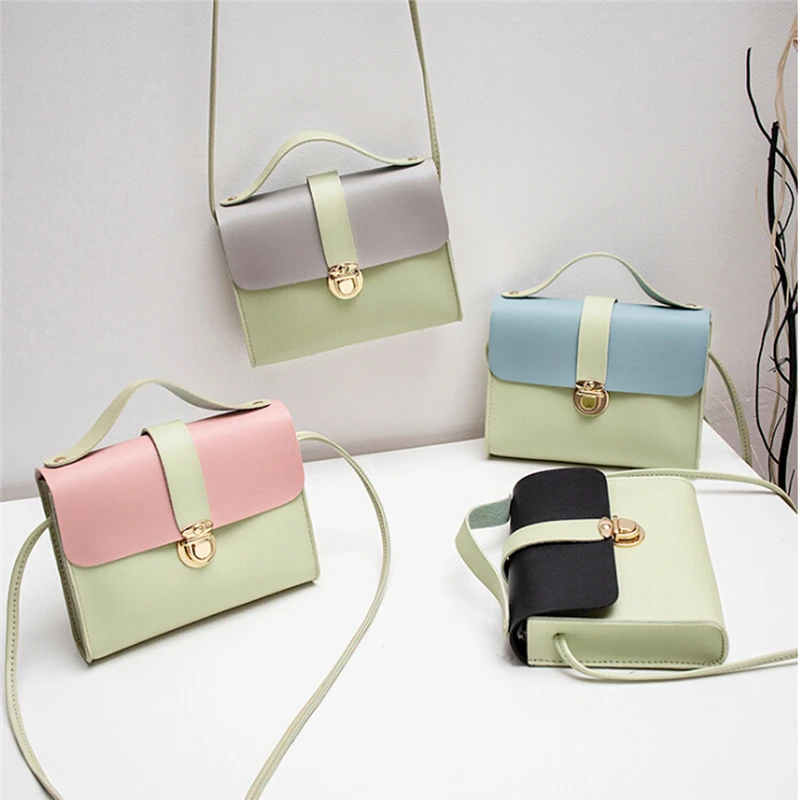 

Women Casual Fashionable Small Pu Leather Women's Lock Single Shoulder Small Square Mobile Phone Bag Messenger Bag