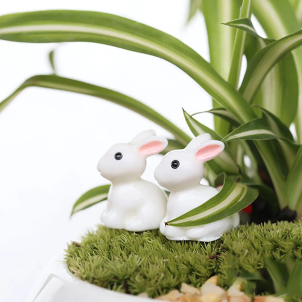 

2PCS Lovely Resin Plants Rabbit Cute Micro Landscape Succulent Ornaments Plant Decoration Garden Miniatures DIY Doll