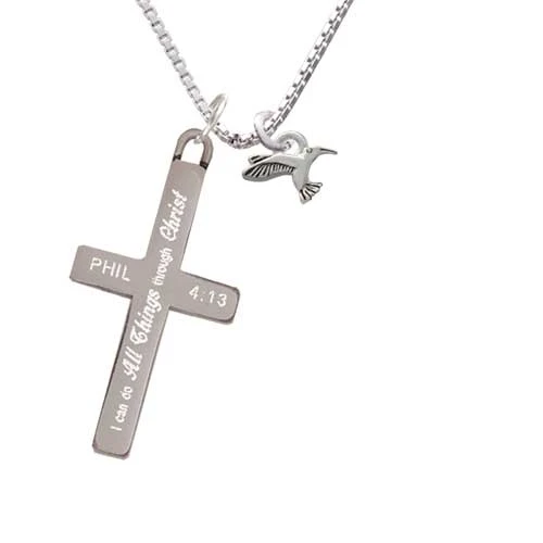 Mini Hummingbird - I Can Do All Things - Cross Necklace (1)
