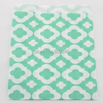 

100pcs Mixed Colors Birthday Buffet Candy Treat Aqua Mod Patterned Paper Party Favor Gift Bags