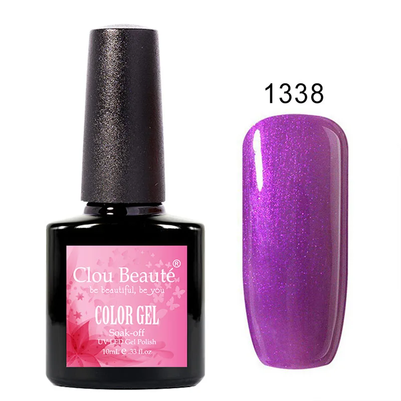 Clou Beaute, 10 мл, фиолетовый цвет, Гель-лак, впитывающий гель, лак, эмалированный лак, СВЕТОДИОДНЫЙ УФ-лак для ногтей, Ультрафиолетовый Лавандовый УФ-Гель-лак - Цвет: 1338
