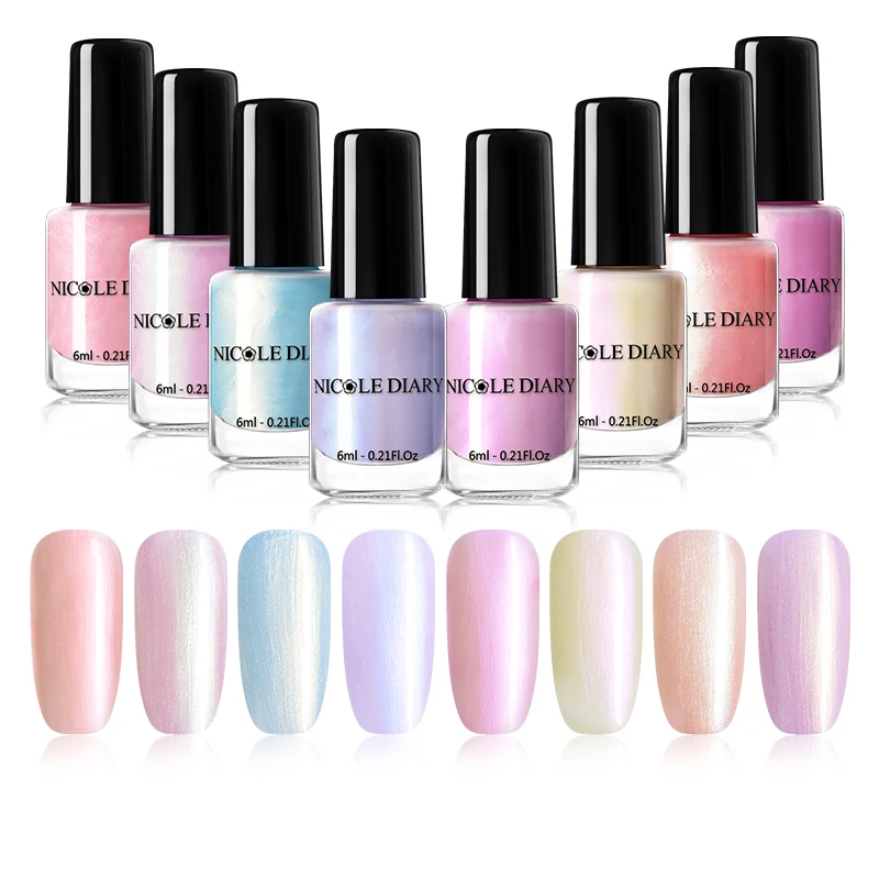 NICOLE DIARY 6ml Peel off Nail Polish Rainbow Pearl Water based Nail