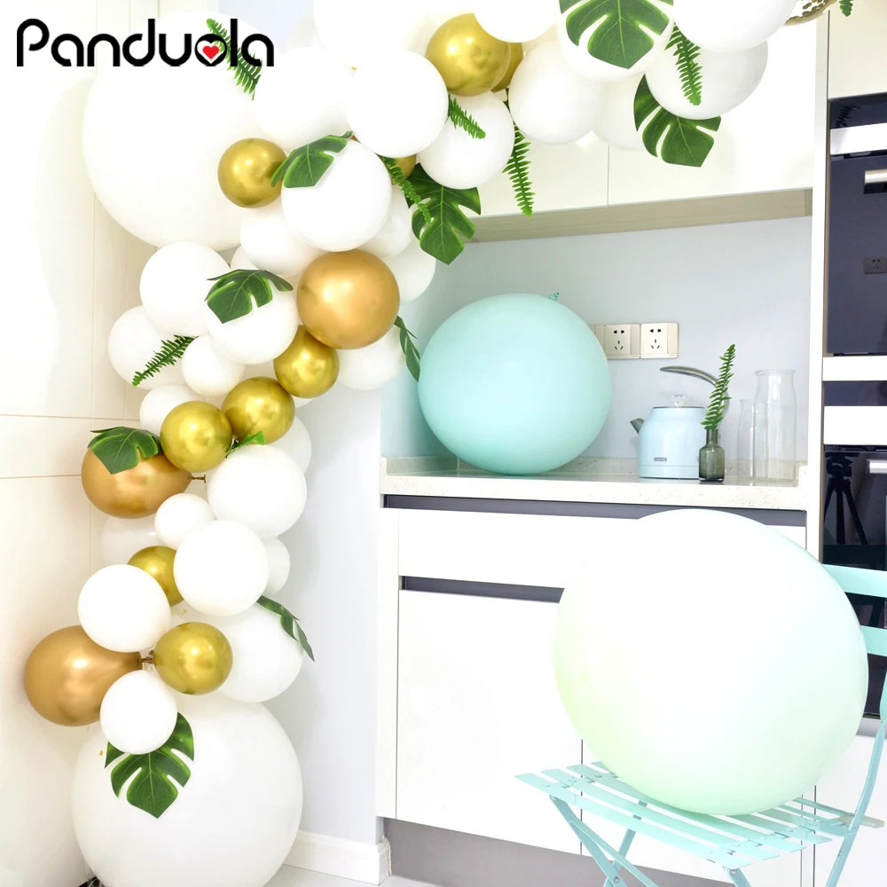 

Balloon Garland Arch Kit White and Gold Latex Balloons for Baby Shower Weeding Birthday Party Backdrop Background Decorations