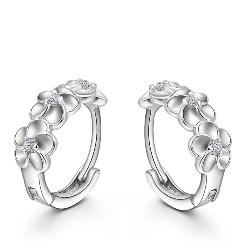 925 пробы серебряные серьги, милые серьги-кольца в форме цветов для женщин и девушек, вечерние ювелирные изделия для помолвки