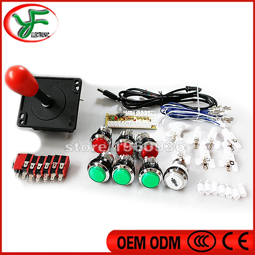 

Arcade Game DIY Parts for Spain style Joystick Mame USB Zero Delay USB Encoder CHROME Plated LED illuminated Button Microswitch