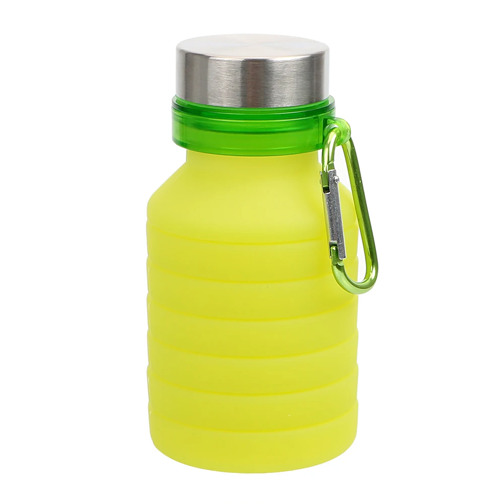 HOOMIN 550 мл Выдвижная складная бутылка для воды с крышкой и альпинистской пряжкой Крытая наружная дорожная складная бутылка