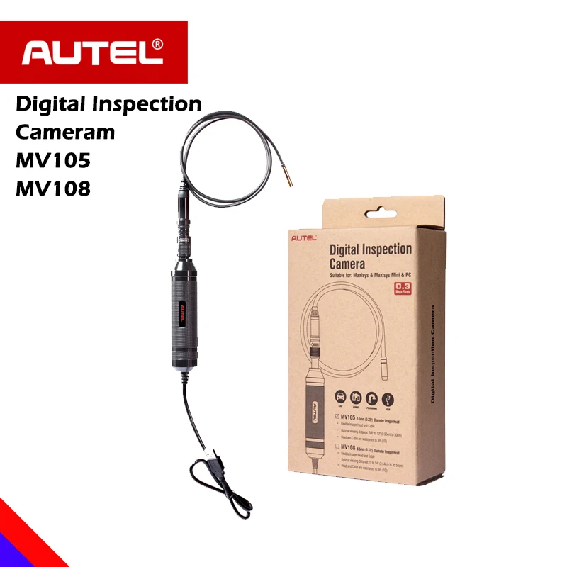 

AUTEL MaxiVideo MV108 8.5mm/MV105 5.5mm Digital Inspection Camera Work with Maxisys & PC Image Head Diagnostic Video Scope