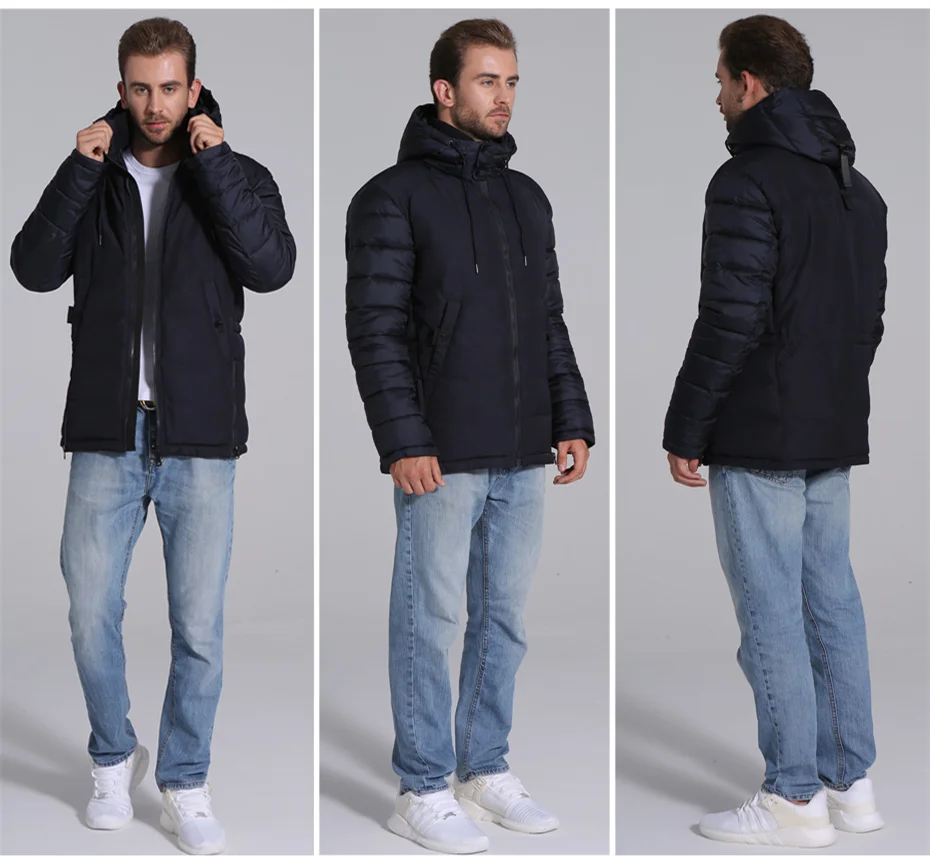 New Men Winter Jacket Fashion Hooded Thermal Down Cotton Parkas Male Casual Hoodies Brand Clothing Warm Coat