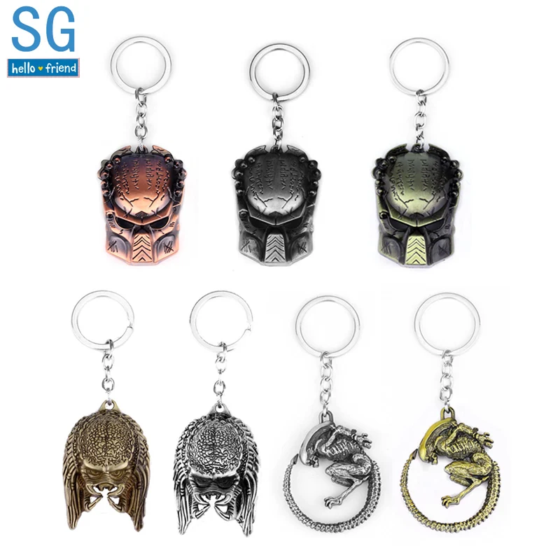 

SG Hot Game Alien V Predator Jewelry Alien Predator Keychains Scar Predator Mask Llaveros For Women Men Car Keyring Gifts