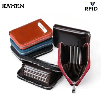 

JIAMEN New Fashion Genuine Leather Men Wallet Small Men Rfid Many Card Wallet Zipper Male Short Coin Purse Brand High Quality
