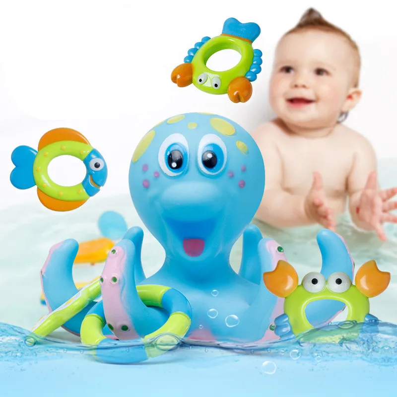 Baby Bath Toys Small Fish Bathroom Water Toy Octopus Circle Showers