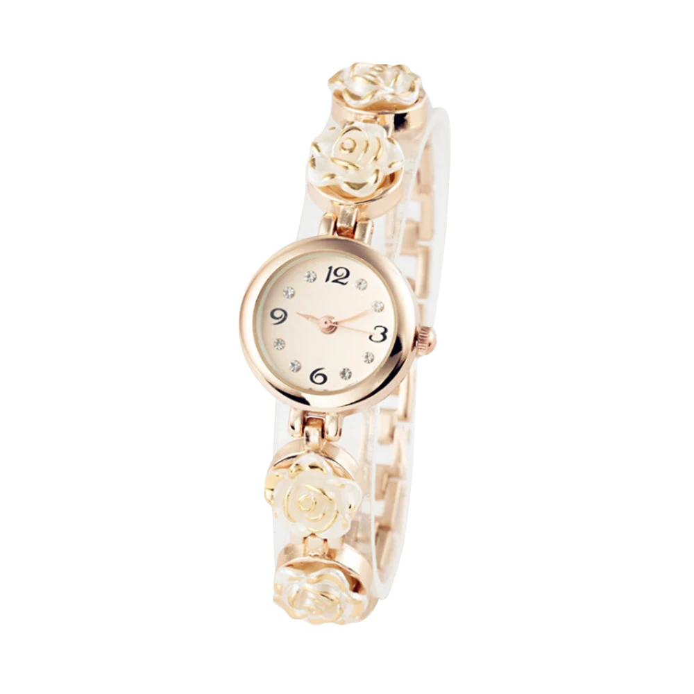 

fashion ladies watch Rose flower Diamond bracelet watch for women Casual Female Quartz Watch elegant clock gift for girl montre