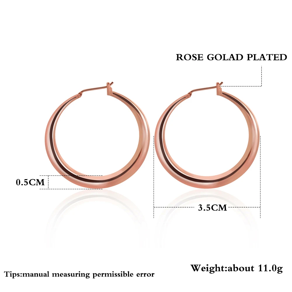 1 пара новая мода розовое золото цвет большая серьга анти аллергия обруч серьги ювелирные изделия для женщин оптом