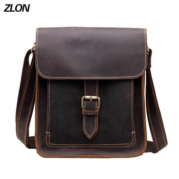 ZLON Casual Men 100% Crazy Horse Leather Vintage Zipper Single Laptop Messenger Shoulder Attache Portfolio Fashion Flap Bag T103 ZLON Casual Men 100% Crazy Horse Leather Vintage Zipper Single Laptop Messenger Shoulder Attache Portfolio Fashion Flap Bag T103