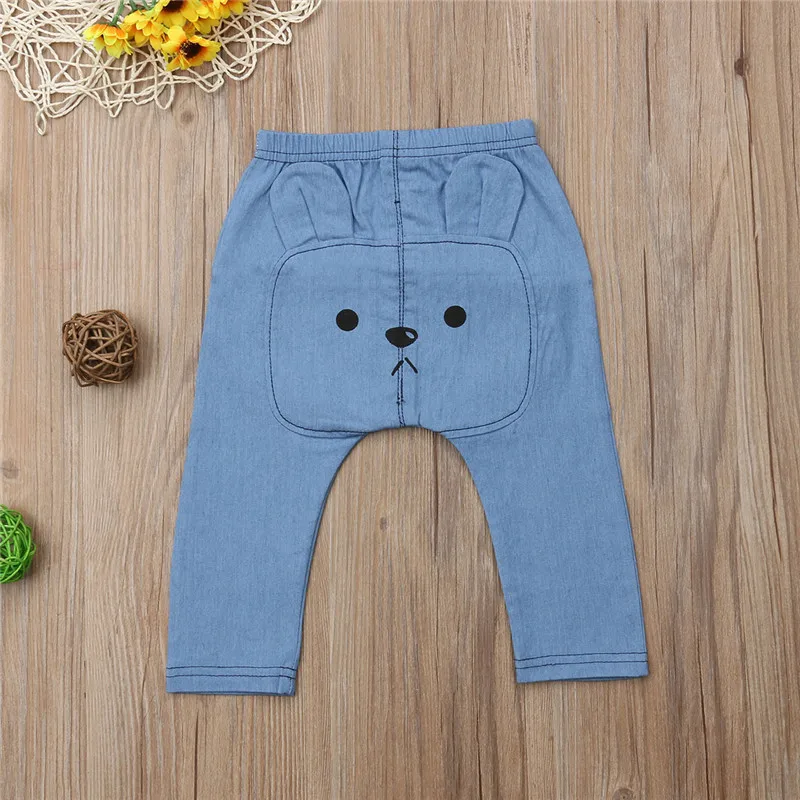 Bear Long Blue Pants Trousers 0 3Y Newborn Infant Kid Baby Boy Girls