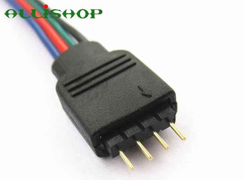 ALLiSHOP, 1 шт., 15 см, 5050 RGB, 4 pin, Светодиодная лента, светильник, соединители для подключения к адаптеру питания, 4 проводника, 10 мм, Широкий разъем