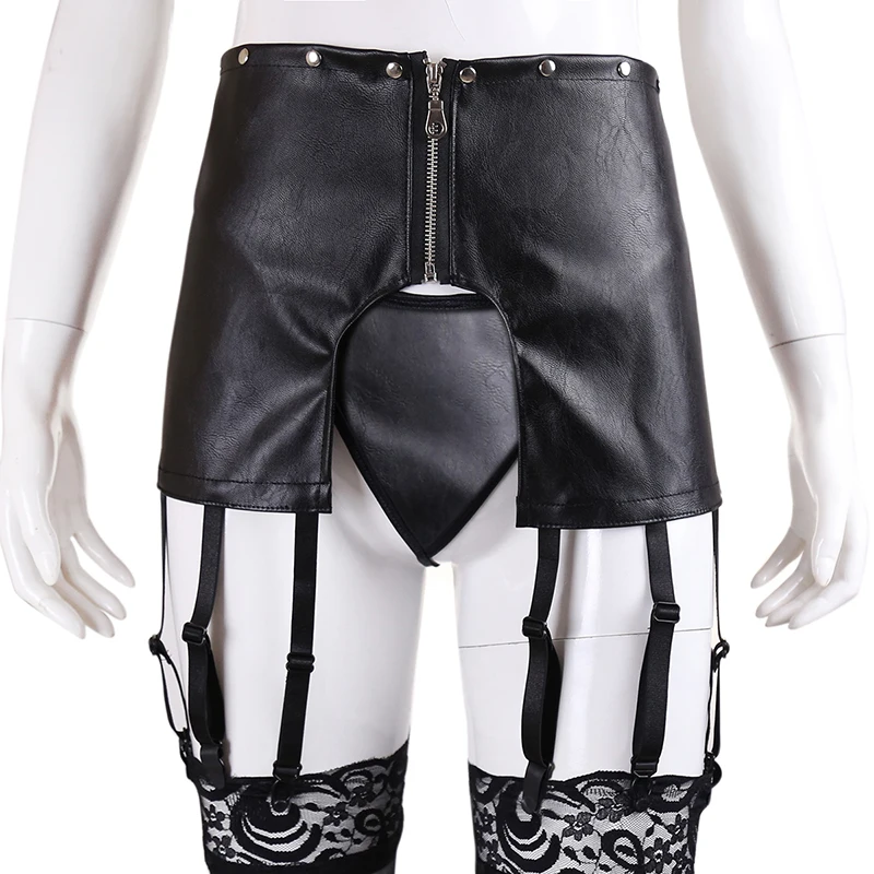 

High Elastic 12 Belts Faux Leather Garter Belt Suspender with Thong Stocking Suspender Erotic Costumes Nightclubs Sexy Lingerie
