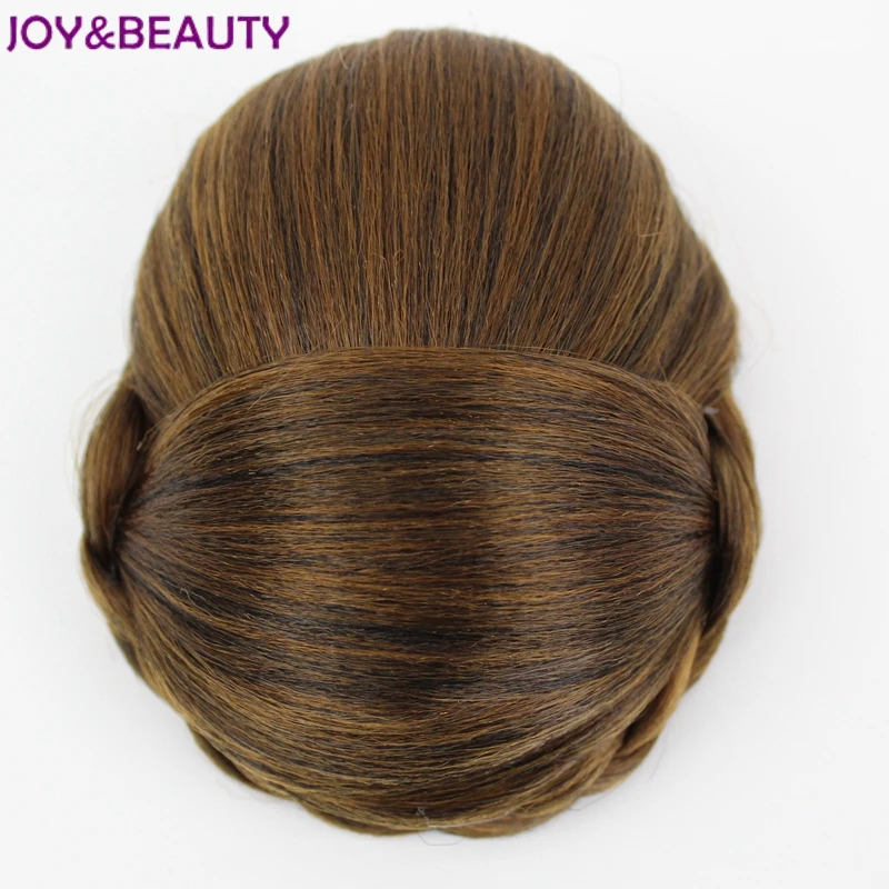 JOY&BEAUTY Gold Colors High Temperature Fiber Synthetic Hair Braided Chignon Clip In Hair Bun Womens Donut Roller Hair Piece