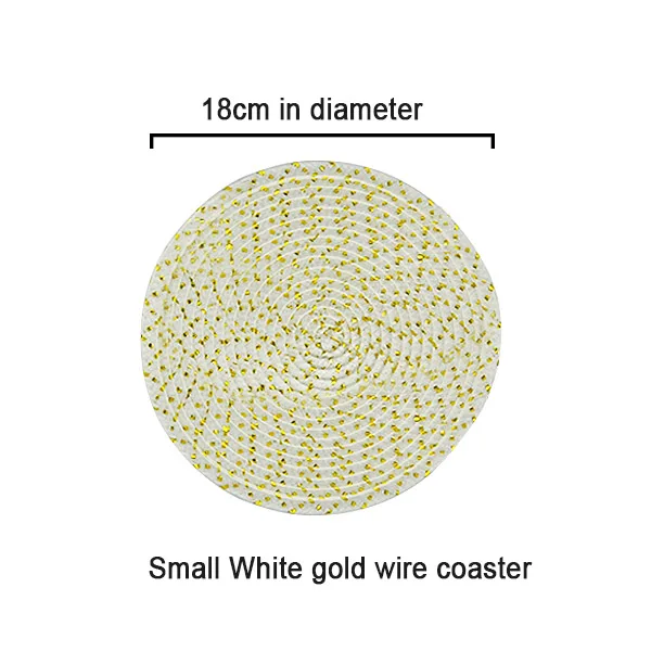 Золотая Серебряная нить плетение рами подстилка для столовых приборов изоляционная круглая подстилка для столовых приборов креативный льняной коврик для стола украшение дома - Цвет: Small white