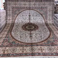 YILONG 8'x10' белый и бежевый медальон ручной работы Шелковый персидский ковер изысканный домашний деко Роскошный Коврик(WY324A8x10