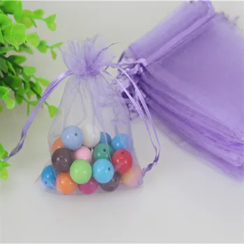 

Wholesale 100pcs/lot 10*15cm Purple Organza Gift Bags Can Be Customized Drawstring Jewelry Pouches Tulle Organza Bags