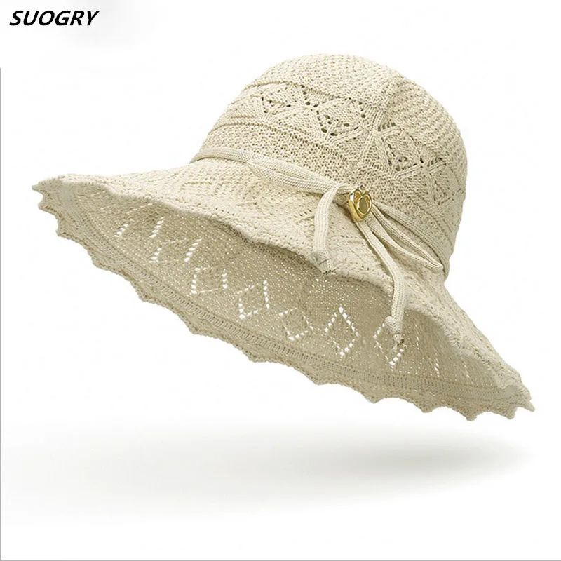 

SUOGRY Women Shade Sun Hats Beach Hat Casual Summer Ladies Hollow Hat For Travel Foldable Portable 57CM