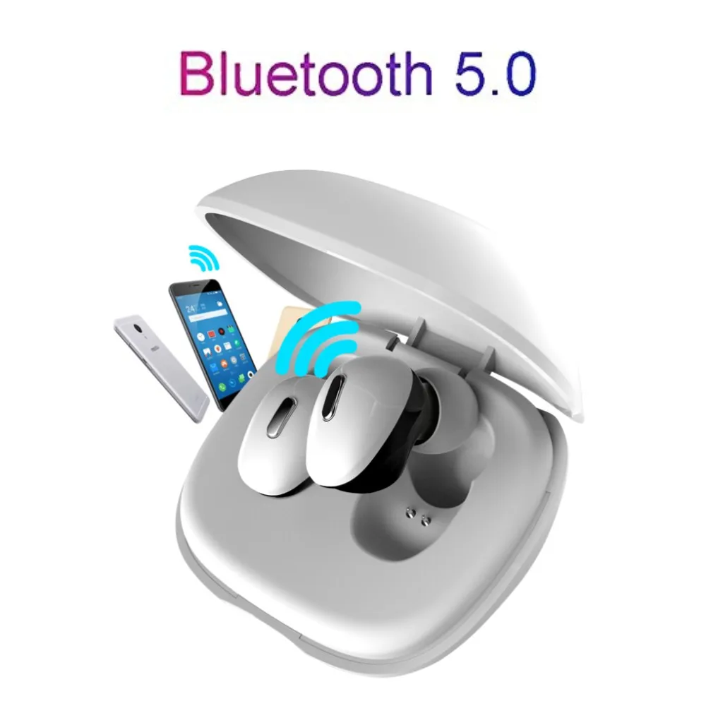 

T2 Mini Dual V5.0 Wireless Earphones Bluetooth Earphones 3D Stereo Sound Earbuds with Dual Microphone and Charging box