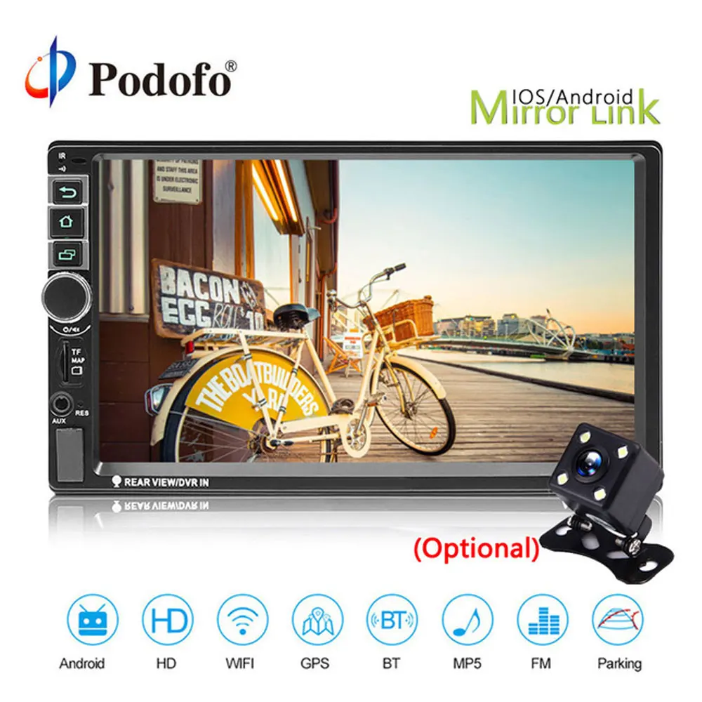 

Podofo 7'' 2din Car Radio Android 8.1 Multimedia Player Android GPS Radio MP5 Stereo Audio Player Bluetooth Mirrorlink Autoradio