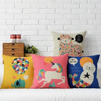 

Nordic Cute Cartoon animal pillow , Sheep pillow Cushion ,Linen pillowcase,home decorative sofa pillows