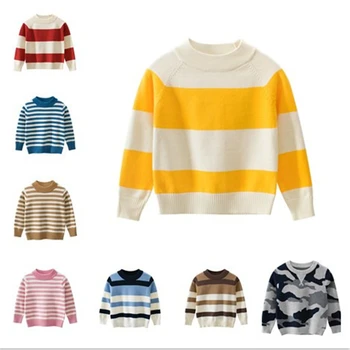

Autumn Winter Striped Sweater For Girl Baby Todder Boy Knitted Pullover Cotton Sweaters Children Kids Knitwear Clothes 7 10Year