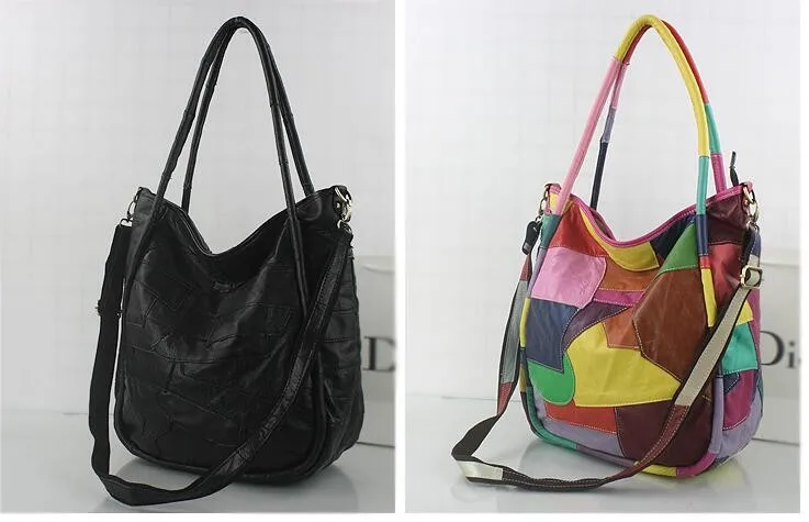 Lomantina Модная брендовая женская сумка из натуральной кожи в европейском и американском стиле, разноцветная Геометрическая Лоскутная сумка, Повседневная сумка на плечо