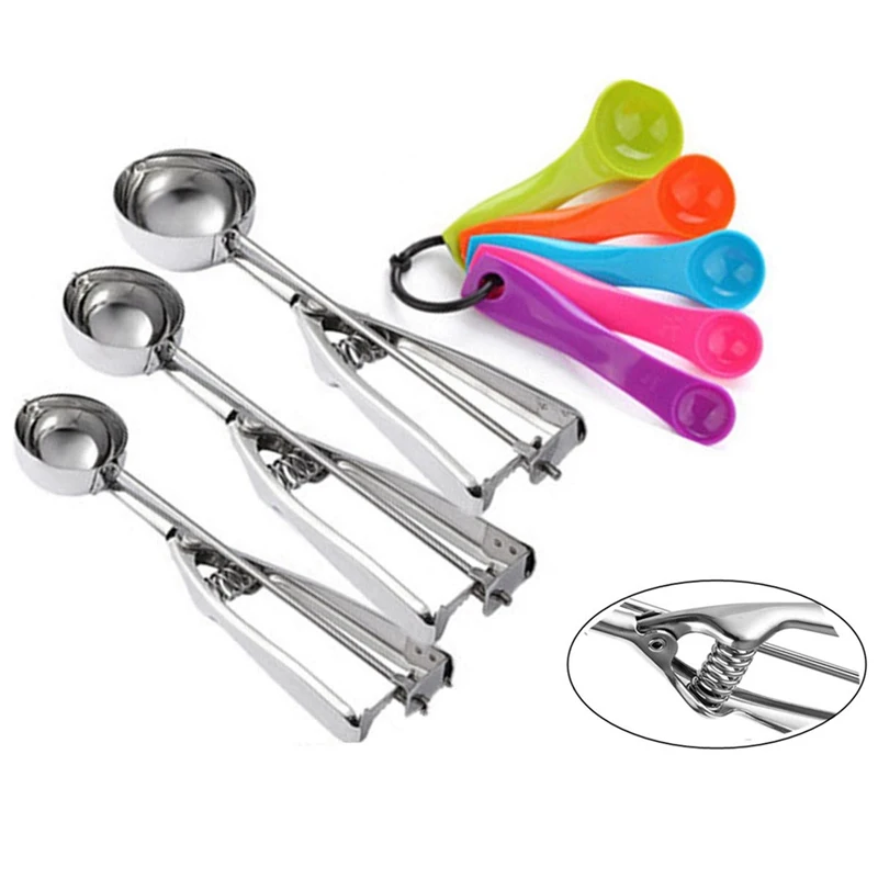 

Cookie Scoop, Ice Cream Scoop Set-3 Pcs Stainless Steel Cookie Scoop With Trigger Release, Cookie Dough Cupcake Spoons For Bak