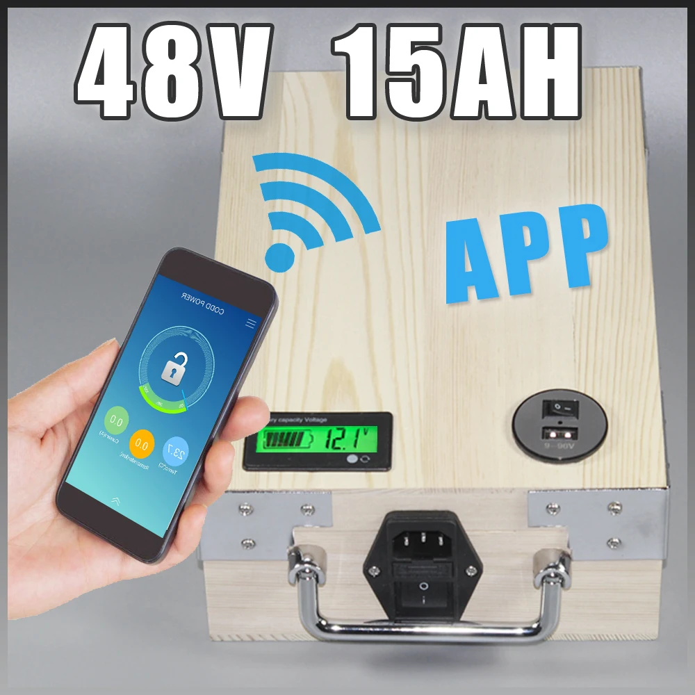 Discount app 48V 15Ah Electric Bicycle Lithium Battery + BMS ,Charger Bluetooth GPS control 5V USB Port Pack scooter electric bike 0 Discount app 48V 15Ah Electric Bicycle Lithium Battery + BMS ,Charger Bluetooth GPS control 5V USB Port Pack scooter electric bike 0