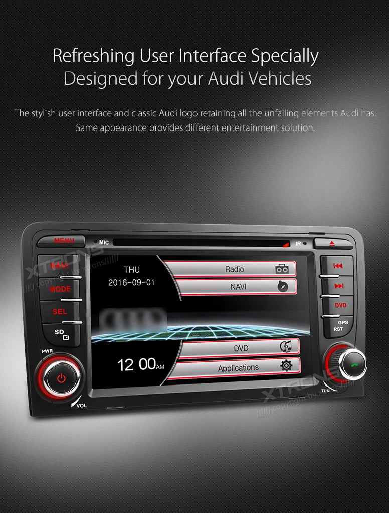 Best XTRONS 7 inch 2 DIN Car DVD Player GPS Navigation Radio Canbus USB SD for Audi A3 8P/A3 8P1 3-door Hatchback/S3 8P/RS3 Sportback 3