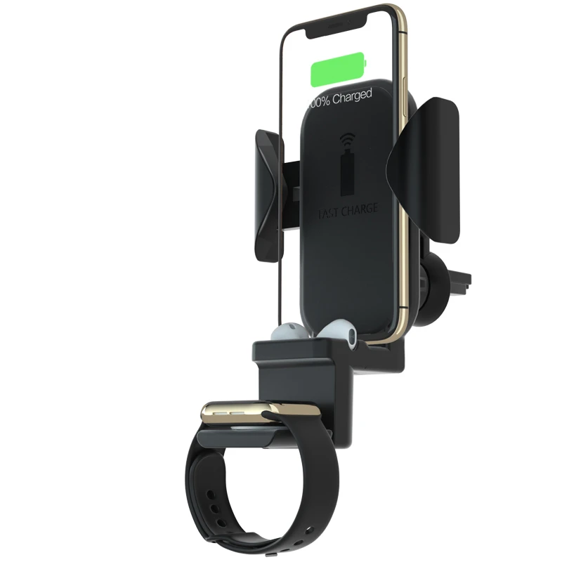 

N32 3 in 1 Wireless Car Charger Bracket Fast Charging Clip Mount Kit for Apple Watch /Mobile Phone /Headset Quick Charge Holder