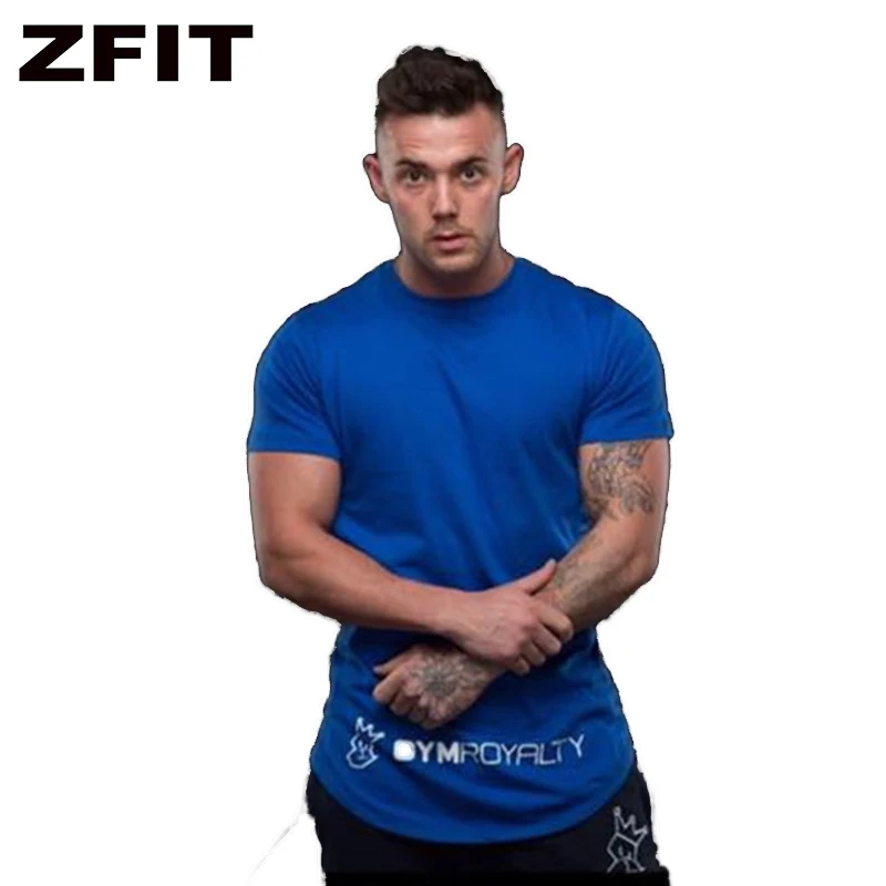Zfit фитнес для мышц тела Мужская футболка с короткими рукавами мужская хлопковая тонкая футболка для бега Мужская Спортивная уличная футболка для тренировок Топы