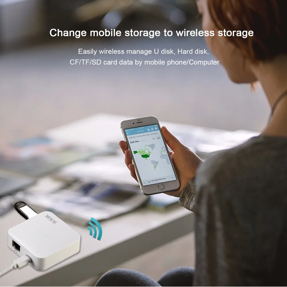 SSK SW001 WiFi External Hard Drive Smart Hard Disk Adapter Personal Cloud Storage Auto Backup Change Hard Drive Personal Cloud