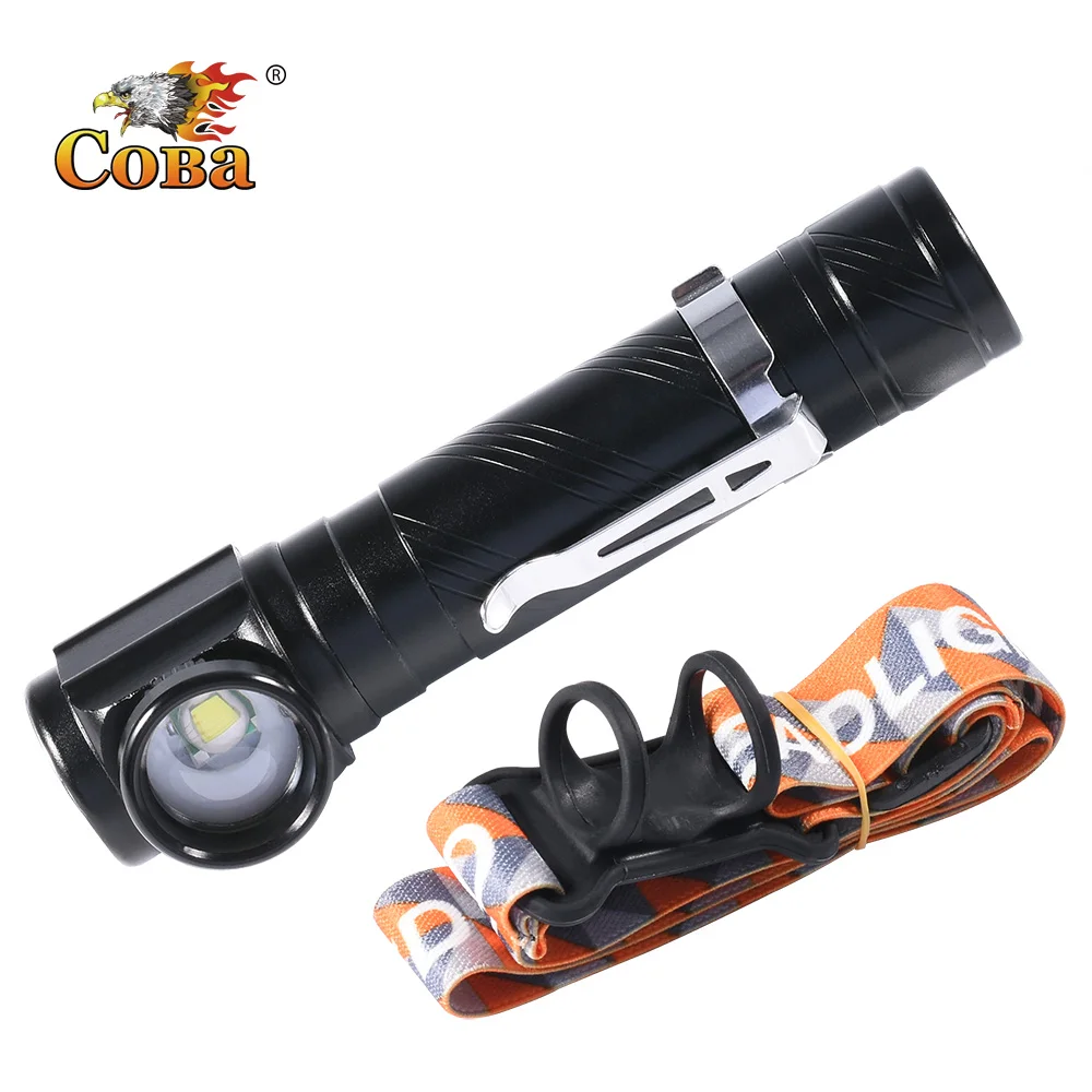 

Coba t6 led flashlight can be headlight usb rechargeable torch for hunt multifunction torch with shock waterproof camping torch
