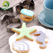 3 шт. Нержавеющая сталь гиппокамп печенья 3D Starfish Cookie формы оболочки мусс кольцо морских животных печенье формы для выпечки Инструменты