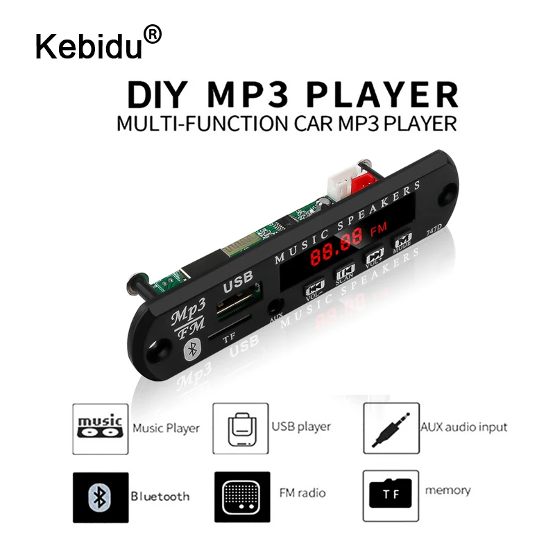 Kebidu беспроводной Bluetooth 5 в 12 В MP3 WMA декодер плата аудио модуль USB TF радио для