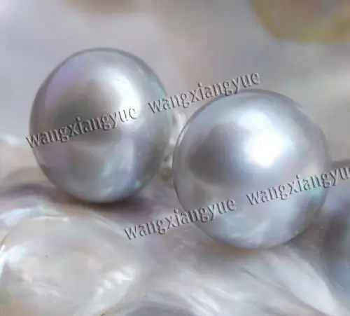

Selling Jewelry>>>11-11.5mm Gray Akoya Cultured Pearl Silver Stud Earrings AAA
