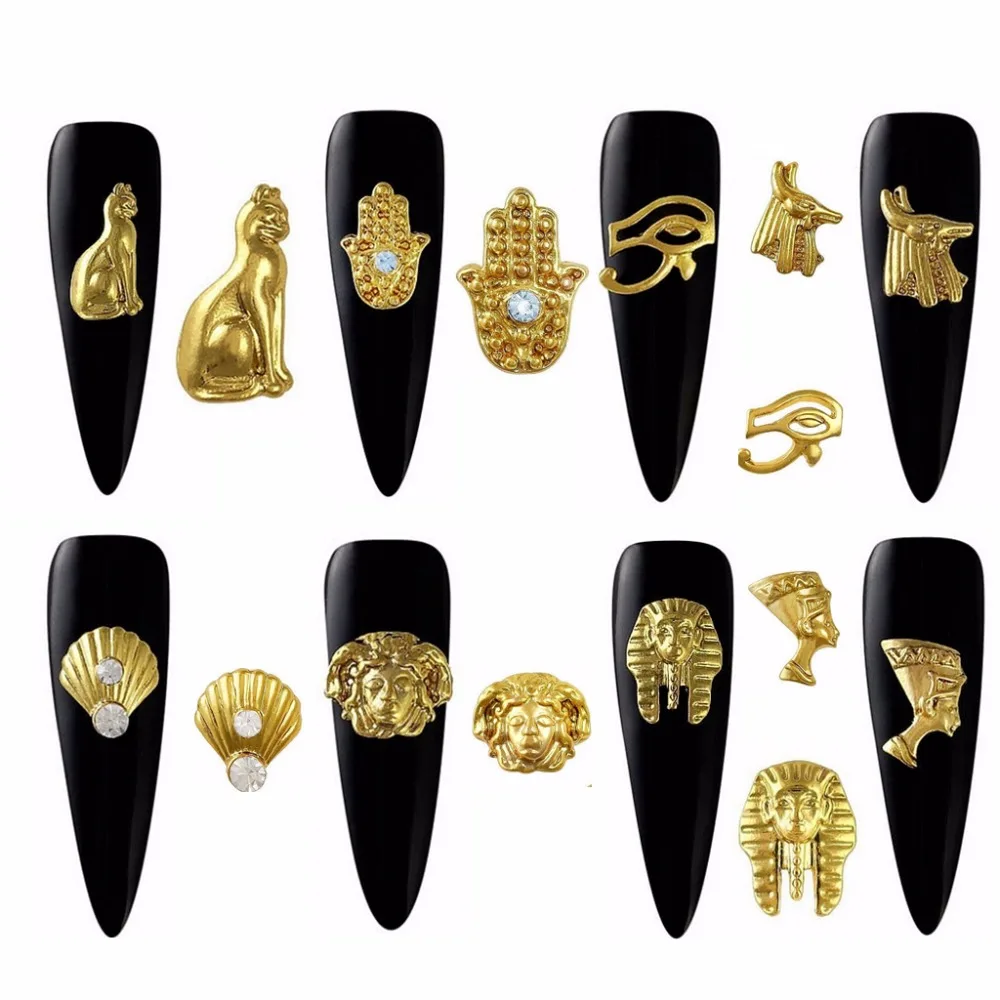 20шт Золотого Металла египетский фараон Клеопатра дизайн сплав амулеты для украшения ногтей аксессуары принадлежности Инструменты Новинка