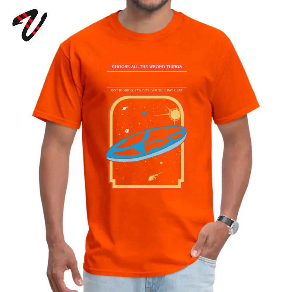 The Earth Is Flat Coupons Fashionable Tops Tees O Neck Lovers Day 100% Cotton Short Sleeve Tshirts for Men Normal Tops Shirt The Earth Is Flat -29902 orange
