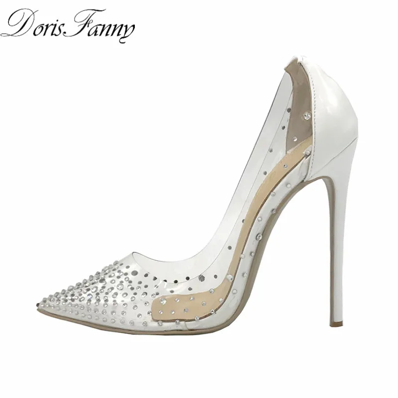 DorisFanny/пикантные туфли из ПВХ на высоком каблуке для ночного клуба; свадебные туфли; цвет белый, золотистый, Серебристый; туфли-лодочки на высоком каблуке 12 см