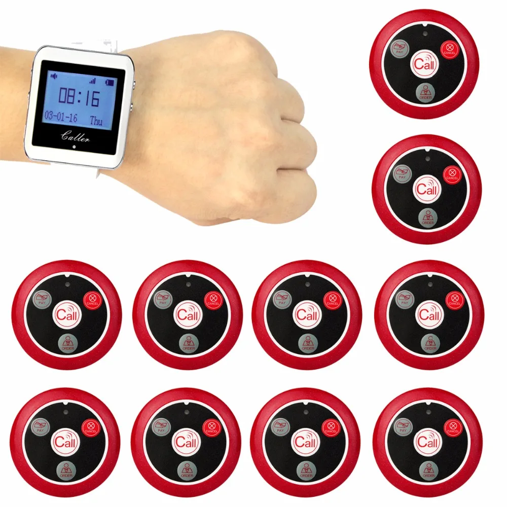 Retekess Wireless Wrist Watch Receiver+10 Calling Transmitter Button Call Pager Four-key Pager Restaurant Calling System F9408A Retekess Wireless Wrist Watch Receiver+10 Calling Transmitter Button Call Pager Four-key Pager Restaurant Calling System F9408A